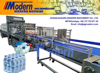 Automatic film shrink wrapper at the packing end