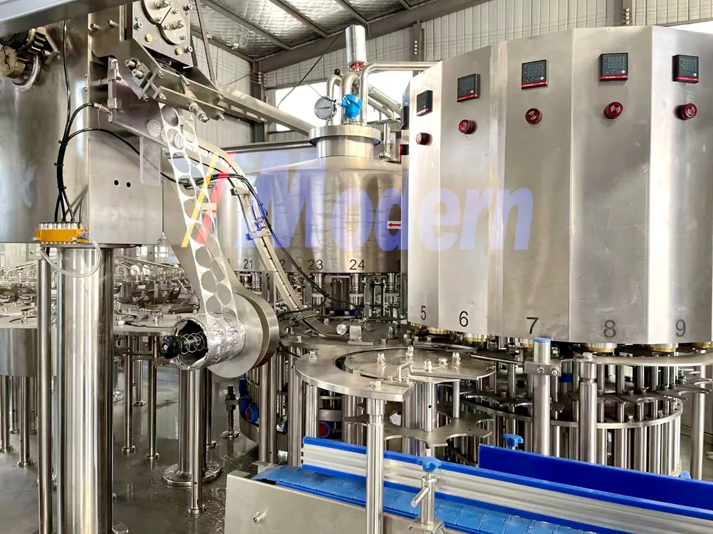 PP Bottle Filling and Aluminum Foil Sealing Machine foil web feed and heat sealing heads